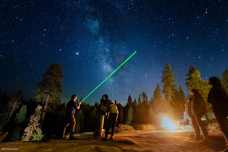 Telescope aimed at the night sky